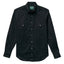 A black overdyed button under western oxford shirt with pearl buttons and two pockets, barrel cuffs and made in the USA