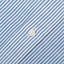 The button on the stitched placket on the Blue Stripe Seersucker Short Sleeve shirt.